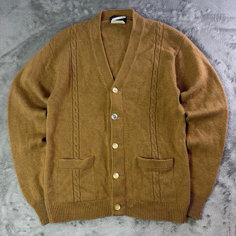 Vintage Quality Fundamentals Forever Beige 100% Camel Hair Sweater Cardigan S